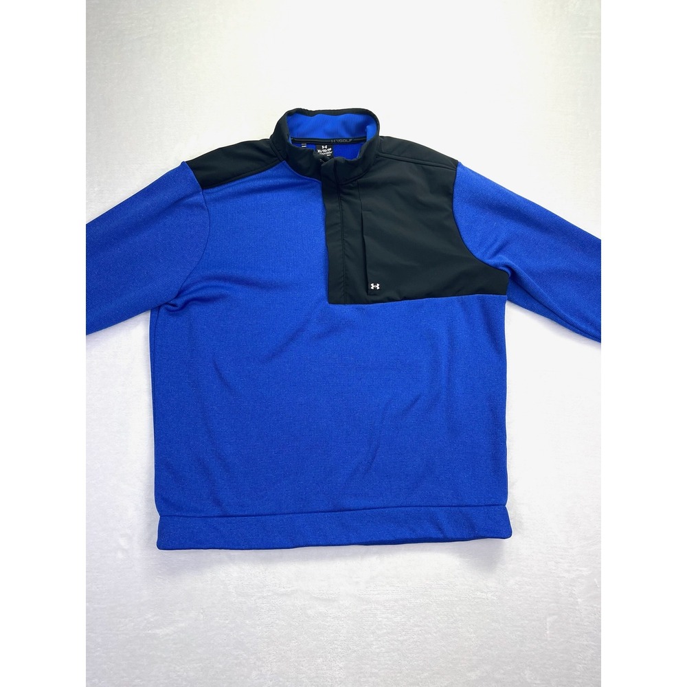 Under Armour Storm Golf Mens XL Royal Blue Black Quarter Zip Pullover Sweater - Picture 3 of 9